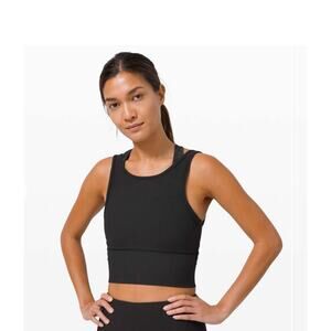 Lululemon Tank Top Size Women's 4 Training Power Pivot Black Ribbed Gym Cropped